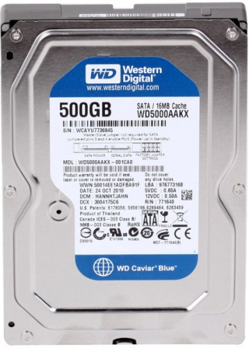 Жесткий диск WD 500Gb 7200rpm 16Mb SATA WD5000AAKX