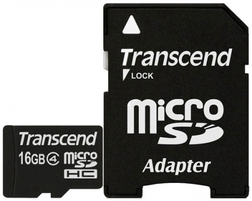 TRANSCEND microSDHC 16 GB Class 4 с SD адаптером