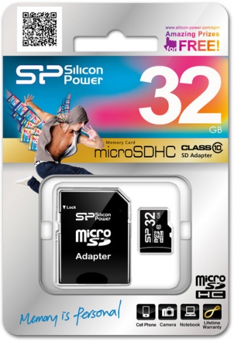 SILICON POWER microSDHC 32 GB card Class 10 + адаптер