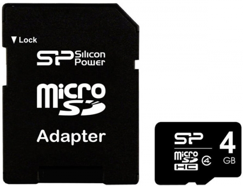 SILICON POWER microSDHC 4 GB card Class 4 + адаптер