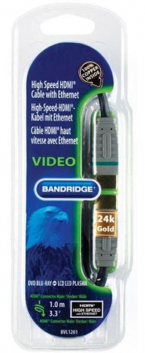 Кабель BANDRIDGE BLUE BVL1201 HDMI High Speed 1m