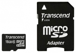 TRANSCEND microSDHC 16 GB Class 10 UHS I с SD адаптером