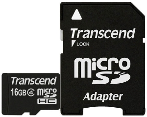 TRANSCEND microSDHC 16 GB Class 4 с SD адаптером