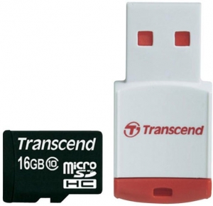 TRANSCEND microSDHC 16 GB Class 10 с RDP3 кардридером