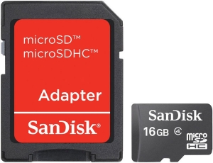SANDISK microSDHC 16GB Class 4 + SD адаптер
