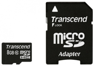 TRANSCEND microSDHC 8 GB Class 10 с SD адаптером