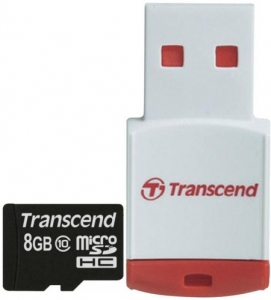 TRANSCEND microSDHC 8 GB Class 10 с RDP3 кардридером