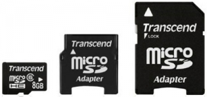 TRANSCEND microSDHC 8 GB Class 6 + 2 адаптера