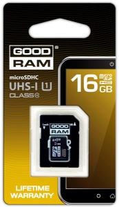 GOODRAM microSDHC 16GB Class 10 UHS I + adapter