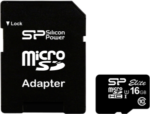 SILICON POWER microSDHC 16 GB Class 10 UHS-I Elite + адаптер