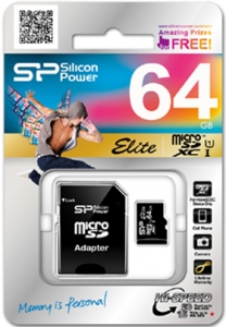 SILICON POWER microSDXC 64 GB Class 10 UHS-I Elite + адаптер