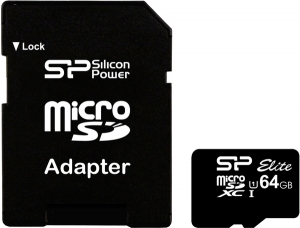 SILICON POWER microSDXC 64 GB Class 10 UHS-I Elite + адаптер