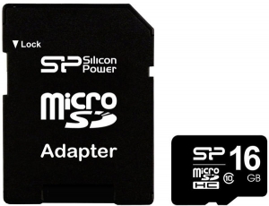 SILICON POWER microSDHC 16 GB card Class 10 + адаптер