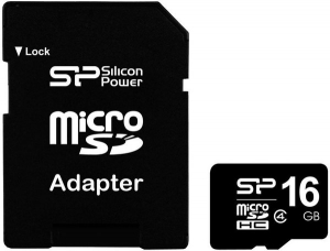 SILICON POWER microSDHC 16 GB card Class 4 + адаптер