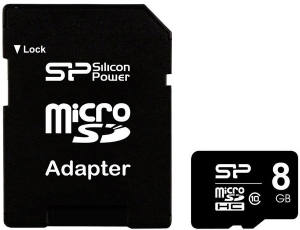 SILICON POWER microSDHC 8 GB card Class 10 + адаптер