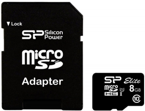 SILICON POWER microSDHC 8 GB Class 10 UHS-I Elite + адаптер