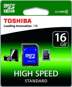 TOSHIBA microSDHC 16 GB Class 4 + adapter