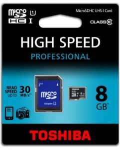 TOSHIBA microSDHC 8 GB Class 10 UHS-I + adapter