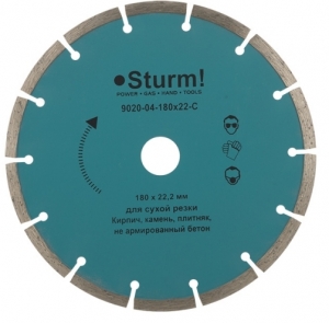 Алмазный диск сегментный Sturm d=180 мм 9020-04-180*22-C