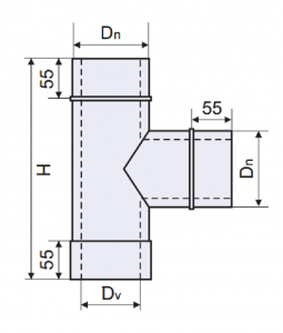 Тройник 87 градусов нерж/оцинк (толщина - 0,6 мм., диаметр (Dv) - 100 мм.)