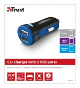 Автомобильная зарядка TRUST 20W Car Charger with 2 USB port