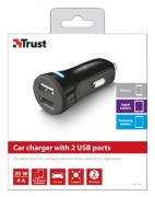 Автомобильная зарядка TRUST 20W Car Charger with 2 USB port