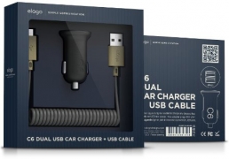 Зарядное устройства авто ELAGO Car Charger C6 - Dual USB + cable micro USB