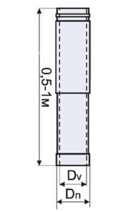 Труба-удлинитель нерж/нерж (длина - 0,5-1 м., толщина - 1 мм., диаметр DV/DN - 125/200 мм.)