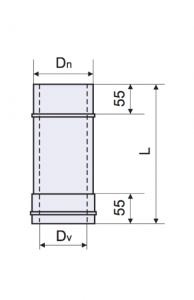 Труба нерж/нерж (длина (L) - 0,25 м., толщина - 0,6 мм., диаметр (Dv) - 110 мм.)