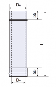 Труба нерж/нерж (длина (L) - 1 м., толщина - 0,6 мм., диаметр (Dv) - 220 мм.)