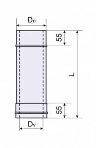Труба нерж/нерж (длина (L) - 0,5 м., толщина - 0,6 мм., диаметр (Dv) - 220 мм.)